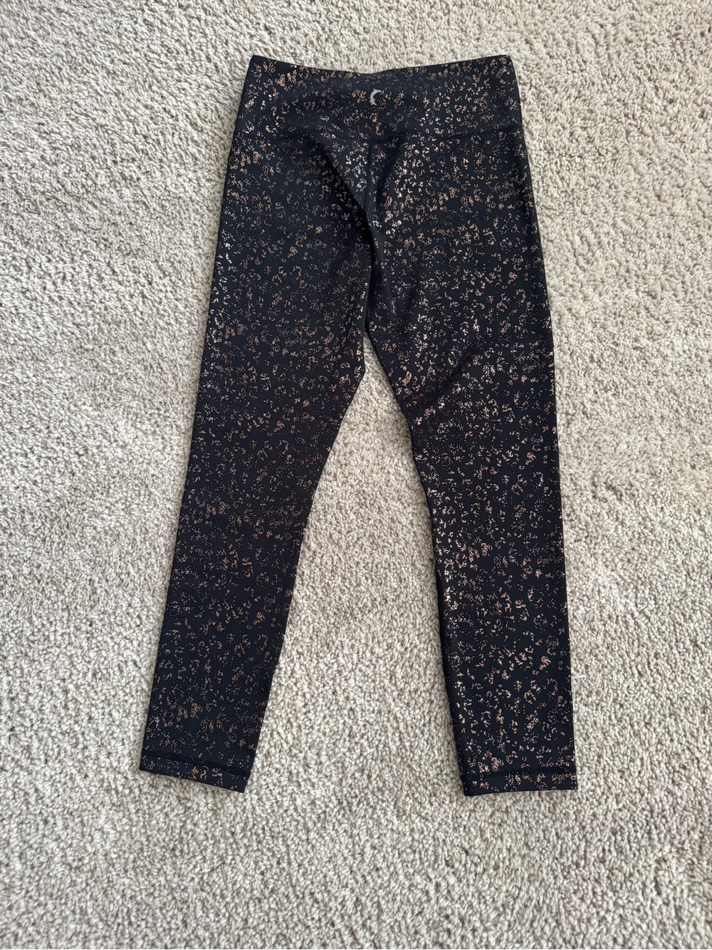 ZYIA Black Leggings with Metallic Rose Flecks